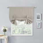 NICETOWN Blackout Shades Bathroom Curtain - Tie Up Curtain Roman Balloon Shade Small Window Curtain Treatment for Cafe Store/Kitchen (1 Panel, 40 inches W x 54 inches L, Natural)