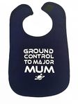 Baby Moo's 1 x Ground Control To Major Mum ® Baby Bib Baby & Toddler Bibs [0-3 Years] | David Bowie Inspired Bib | New Mum & Dad Rock Music Gift UK (Blue x1)