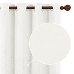 Deconovo Full Blackout Curtains Faux Linen Thermal Curtains Winter Warm Eyelet Curtains for Living Room Cream W46 x L54 Inch One Pair