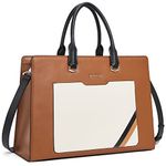 BOSTANTEN Womens Briefcase Leather Laptop Bag for Women Stylish Messenger Shoulder Handbag 15.6 Inch Computer Tote Work Bag Brown