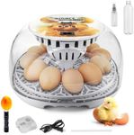 Egg Incubator for Hatching Chicks, Automatic Egg Turner Holds 12 Eggs, Smart Incubator 360° Clear Window with Temperature Display Egg Candler for Small Poultry Chickens Ducks Quails Eggs