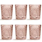 Libbey Drinking Glass Hobstar Pink - 355 ml / 35.5 cl - 6 Pieces - Vintage Design - Dishwasher Safe