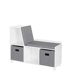 RiverRidge Home 02-172K Book Nook Collection Kids Cubbies with 2pc Bin-Gray Storage Bench, White