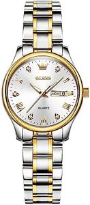 OLEVS Silver Women Watches Gold silver Watches Women with Date Day Stainess Steel Ladies Watches for Small Wrist Two Tone Small Face lady watches Elegent Roman Numeral Watches for Women Reloj De Mujer