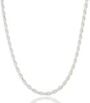 JOTW Rhodium Plated Sterling Silver 3mm Rope Chain Necklace - All Lengths Available (QZ-BU8I-RISB), not known