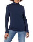 Amazon Essentials Women's Classic-Fit Long-Sleeve Turtleneck Top, Navy, Large