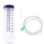 HaBeuniver 500ml Large Plastic Syringe with 32.8 Feet Handy Tubing for Scientific Labs, Watering, Refilling, Filtration, Motoring Application, Multiple Uses Measuring Syringe Tools, Set of 1