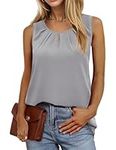 Beyove Shirts for Women Chiffon Blouse Basic Solid Woven Scoop Neck Sleeveless Tunic Tank Top GreyMedium