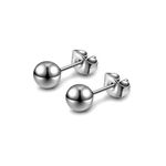 HIGHSPARK 925 Silver Ball Earrings | 92.5 Sterling Silver Plain Ball Stud Earrings for Women Men Boys & Girls | Silver 3mm