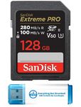 SanDisk Extreme Pro UHS-II 128GB SD Memory Card Works with Canon EOS R8, EOS R7, EOS R5 C Mirrorless Camera (SDSDXEP-128G-GN4IN) Bundle with 1 Everything But Stromboli 3.0 MicroSDXC & SD Card Reader