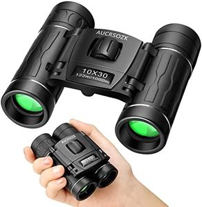 Jumelles Puissantes pour Enfant AUCRSOZK 10x30 Etanche Compactes Petites Jumelle Telescopes and Optics pour Observation Oiseaux Chasse Randonnée Voyage Montagne Concert - Noir