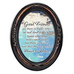 Cottage Garden Good Friends Tied Heart To Heart Burlwood Finish Floral 5 x 7 Oval Table Top and Wall Photo Frame