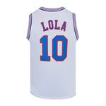 Youth Kids Basketball Jerseys #10 Lola Space Moive Jam Jersey Shirts for Boys S-XL - White - S