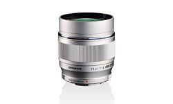 Olympus M.Zuiko Digital ED 75 mm F1.8 Lens, Fast Fixed Focal Length, Suitable for All MFT Cameras (Olympus OM-D & PEN Models, Panasonic G Series), silver