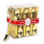 Gold Plastic Mini Spoons Disposable, 4 inch (80 Pack) Tasting Spoon, Dessert Mini spoon for Ice Cream Taster, Small Sample Desserts, Gelato Sampling, Fancy Miniature Pudding, Little Appetizers, Bulk