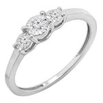 Dazzlingrock Collection 0.20 Carat (ctw) Round White Diamond Ladies 3 Stone Engagement Promise Ring 1/5 CT, Sterling Silver, White Diamond Sterling Silver, Diamond