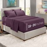 Extra Deep Pocket Bed Sheets – 6 Piece Purpel Deep Pocket King Size Sheet – Hotel Deep Bed Sheets - Deep King Fitted Sheet Set Super Deep Sheets fits 18 Inch to 24 Inche Mattress 6 PC King Size