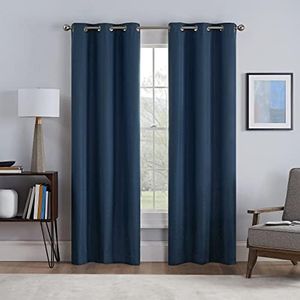 Eclipse Talisa Insulated Noise Reducing Blackout Grommet Window Curtains for Living Room (2 Panels), 37 in x 95 in, Indigo