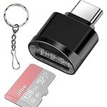 Type C Micro SD/TF Card Reader with Keychain, Leizhan USB C 3.0 to Micro SD SDHC SDXC OTG Memory Reader, Type C Card Reader Adapter Compatible for Mac Windows Linux Samsung Galaxy Note 20 S23, Black