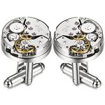 Movement Cufflinks Steampunk Mens Cufflinks Vintage Watch Movement Shape Cufflinks Gift for Men with A Elegant Box