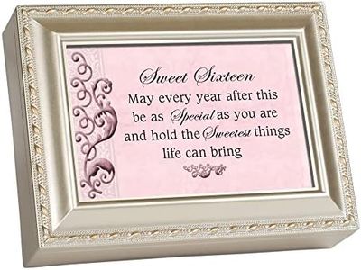 Sweet Sixteen Champagne Silver Traditional Music Box Plays You Light Up My Life