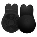 ZAIQUN Invisible Strapless Backless Rabbit Bra Reusable Lifting Bra Cups Backless Nipple Cover Adhesive Silicone Invisible Push-Up Bra Black