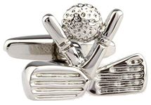 MRCUFF Golf Ball and Clubs Heads Pair Cufflinks in a Presentation Gift Box & Polishing Cloth