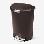 simplehuman 50 Liter / 13 Gallon Semi-Round Kitchen Step Trash Can with Secure Slide Lock, Mocha Plastic