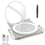 Milishow Compact Mirror with LED Light,1x/10x Magnifying Rechargeable Mirror,3.5in Pocket Mirror, Dimmable Travel Mirror for Purse,Pocket,Handheld 2-Sided Makeup Mirror (White 1Pack)