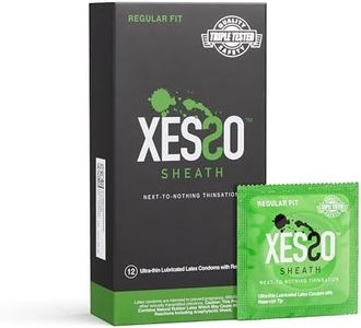 XESSO Sheath Ultra Thin Lubricated Condoms with Reservoir Tip, 12-Pack, Regular Fit Natural Latex Male Condom with Silicone Base,Vegan-Friendly, Discreet Package
