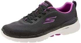 Skechers GO Walk 6 - Spring Horizon Slip On Shoes for Women - Ortholite® Comfort Foam Insole Ultra GO® Cushioning Midsole monomesh Walking Shoes Black