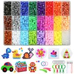 Fuse Beads Kit,4300 pcs 5mm Iron Beads for Kids, 24 Colors Fusion Beads Set with Pegboards Tweezers Ironing Papers Keyrings Fuse Bead Craft Kit for Boys Girls DIY Crafts