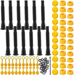 BBTO 12 Kit Gas Can Spout Replacement with Screw Collar Caps, Gasket Stopper, and 2 Kinds Gas Can Vent Cap Bendable Nozzle Kit Fits Most of the Oil Gas Cans Water Gas Container Jug (Black Yellow)
