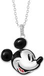 Disney Womens Mickey Mouse Necklace 18", Official License Silver-Plated Necklace with Mickey Mouse Pendant