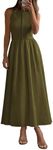 PRETTYGARDEN Women Maxi Dresses 2025 Summer Casual Sleeveless Patchwork Knit Tank Dress Flowy Beach Sundress Long Dress (Army Green,Large)