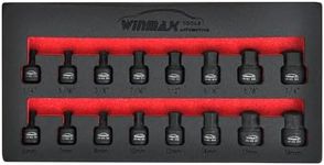 16PCS 3/8 Inch Drive Impact Hex Driver Set with SAE Standard 1/4 Inch - 3/4 Inch and Metric Standard 6mm - 19mm