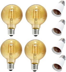 E27 E26 B22 Universal LED Bulbs Bayonet Vintage Filament Led Light Bulbs B22,G80 Edison Bulbs LED - 4W (40W Equivalent) Warm White 2700K，Screw Edison Lamp Dimming (4PCS Amber G80)