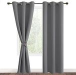 DWCN Grey Blackout Curtains with Tiebacks for Bedroom Thermal Insulated Solid Eyelet Curtains for Living Room,2 Panels,46" Wide x 90" Drop