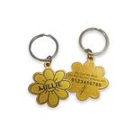 Kakade Design & Prototyping Customised Paw Print Pet ID Tag Keychain Personalized Name Tagwith phone number for Dogs Cats Durable and waterproof (Gold, Floral)