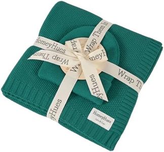 HomeyHues Luxury Baby Gift Set for Newborns - 100% Cotton Knit Blanket Essentials with Matching Beanie, Thoughtful Baby Shower & New Baby Gift for Boys & Girls(Quetzal Green)