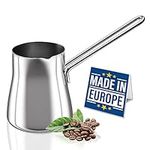 CRYSTALIA Premium Turkish Coffee Pot 18/10 Stainless Steel 445ml Stove Top Tea Maker, Milk Warmer, Greek Coffee Pot, Arabic Coffee Pot, Cezve Briki for Cooking, Chocolate Heater, Butter Melting Cup