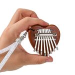 Alnicov Mini Kalimba 8 Keys Thumb Piano,Portable Marimba Solid Wood Finger Thumb Piano,Pocket Musical Gifts for Beginners(Heart-shaped)