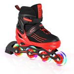 MGYZM Inline Skates for Children, Adjustable Inline Skates for Children, Adults Girls and Boys Inline Skates, Roller Skates for Indoor and Outdoor Use, Red (Large)