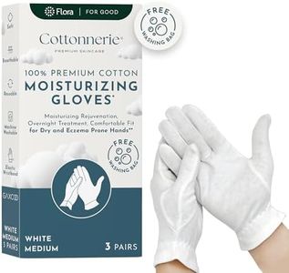 Gaxcoo Cottonnerie Medium 3 Pairs 100% Premium Cotton Moisturizing Gloves for Dry Hands & Eczema | Overnight Lotion & Spa Treatment for Women & Men | Reusable, Free Washing Bag - Packaging May Vary