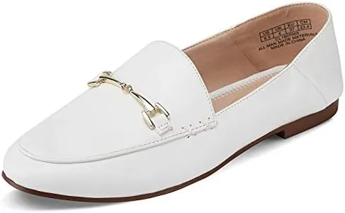 JENN ARDOR Loafers for Women Flats Shoes Womens Penny Loafers Slip On Pointed Toe Comfortable Office Work Driving Flats Fashion Dress Shoes for Women White