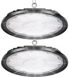 LED High Bay Light Garage Lights LED Shop Lights 150W High Bay LED Shop Lights 22500LM 6500K Cool White LED Garage Lights IP65 Waterproof Shop Lights for Factories Garage Warehouse(2-Pack)