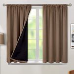 BFAM Store Presents - Window Thermal Insulated 100% Blackout Curtains for Bedroom with Black Liner, Double Layer Full Room Darkening Noise Reducing Rod Pocket Curtain Brown (3)