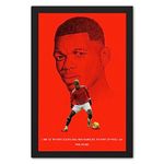 Ritwika's Painting Of Football Player Paul Pogba Sports Poster with Black Frame - Original Vector Artwork in Red Color - Size 9.5 x 13.5 Inch - Set of 1