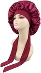 Naapesi Satin Bonnet Sleep Cap, Silk Adjustable Sleep Cap, Elastic Shower Cap, Headscarf Sleeping, Bonnet Silk Hood for Sleeping, Soft, for Sleep, Shower, Hair Care, Spa, Hairdressing Salons (Red)