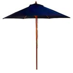 BrackenStyle Wooden Garden Parasol – Pully Operated and Machine Washable Garden Umbrella (Blue)